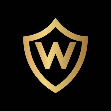 Kalkanlı W harfi. Dizaynınız için vektör şablonu