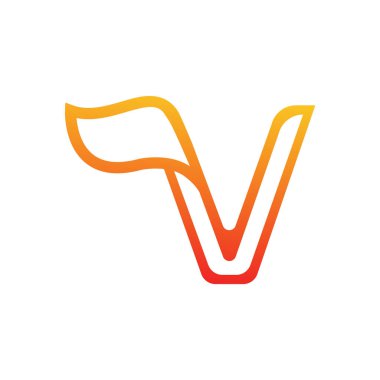 Şimşek simgesi tasarım şablonu vektörü olan v harfi