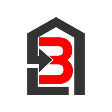 Çatısı ve evi olan b harfi logosu. Emlak logosu tasarımı