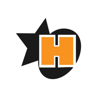 H harfi logo şablonu. Simge tasarımı. arkaplandaki ögeler