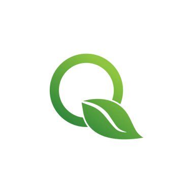 harf q yeşil yaprak logo vektörü