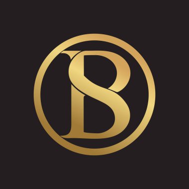 B harfi altın vektör logosu simgesi.