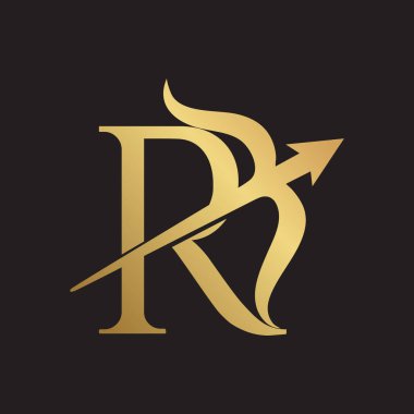 R logosu tasarımı. Lüks R logosu tasarımı. Ok ve yay logosu tasarımı. Yay ve ok R logo tasarımı