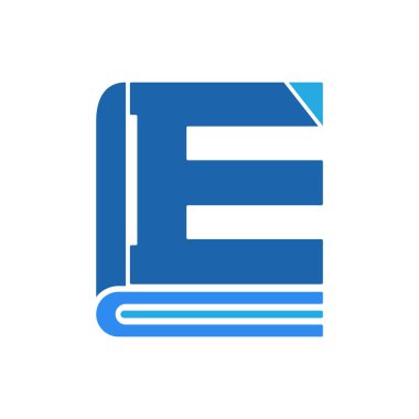 E kitabı logo tasarımı. E logo tasarımı. Kitap kapağı logo tasarımı