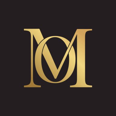 Lüks logo tasarımı. OM logo tasarımı. Altın renkli simge tasarımlı yaratıcı MO logo tasarımı