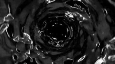 Siyah Arka Plan üzerinde Su Girdap Oluşturma. Vortex 3d animasyon oluşturma. Hd 1080. Alfa Mat.