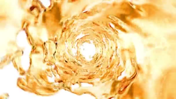 Water kleurrijke whirl in de buis op wit. Appelsap, thee, witte wijn, bier, lichte drank. Mooie 3D-animatie. HD 1080. Alpha matte. — Stockvideo