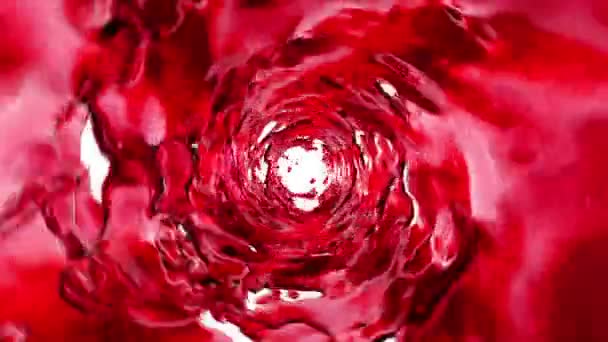 Красивое красное вино в вихревом вращении. Трехмерная анимация с каналом Альфа. HD 1080 . — стоковое видео