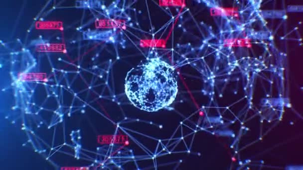 Beautiful Global Business Network Growing in Abstract Space. Animation 3D moderne des sphères de grille technologique Caméra rotative Zoomant sur. Concept économique et financier. 4k UHD 3840x2160. — Video