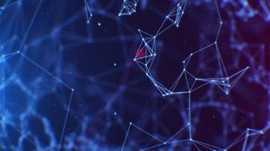 Network Groving Beautiful 3d animasyonu. Grid Spheres Hologramında Aktif Kamera Hareketleri. DOF Görüntü ile yakın çekim. Teknoloji ve İş Konsepti. 4k UHD 3840x2160.