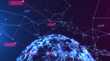 İçerideki Ağ Ağı Görünümü 'nden soyut Ağ Görünümü. Dönen Ağ Küresi Hologramı 3 boyutlu yakın çekim animasyonu. Astronomik Tasarım. Teknoloji Konsepti. 4k Ultra HD 3840x2160.
