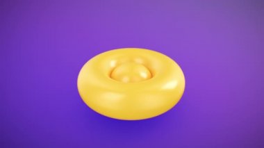 3d Şekillerinin Soyut Geometrik Dönüşümü Kusursuz. Mor Arkaplandaki Sarı Nesneler 3D Döngülü Canlandırma. Torus, Küre, Küp, Çember Geometri Numaraları Konsepti. Tatmin edici video. 4k UHD 3840x2160.