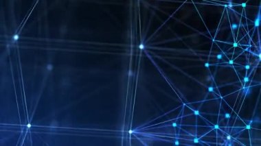 Değişen Bağlantılar ve Bağlantılar ile Ağ Izgarası Çizgiler ve Noktalar Soyut Sistemi. Döngülü 3D Animasyon Mavi Dijital Yapı. Fütürist Teknoloji Arkaplan Konsepti 4k UHD 3840x2160.