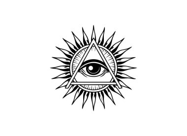 Providence Vektör İllüstrasyon Gözü Güneş Işığı Işıklarıyla Üçgen 'de Her Şeyi Gören Göz