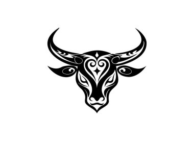 Kabile Boğa Başı Vektör Resimleri Vahşi Hayvan Maskotu ve Dövme Tasarımı