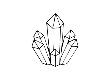 Minimalist Kristal Küme Çizgisi Sanat Resimleri Geometrik Quartz Gemstone Vektörü