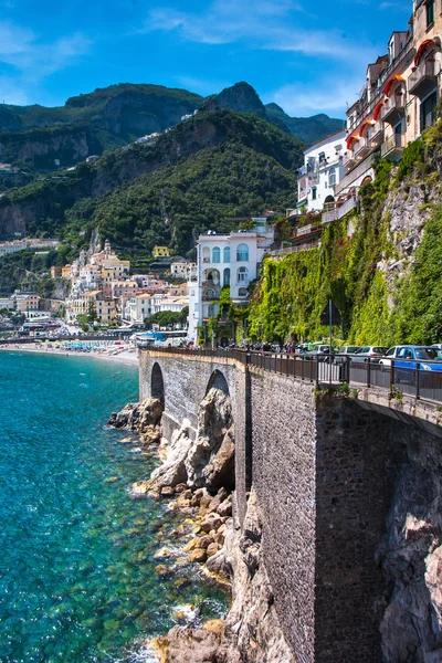 Amalfi eski kasaba Simgesel Yapı kompozisyon, İtalya Positano, Güney Avrupa.