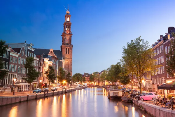 Amsterdam city am abend — Stockfoto