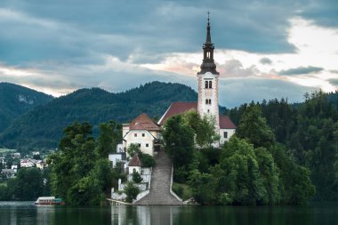 Bled Adası closeup Slovenya Lake Bled üzerinde