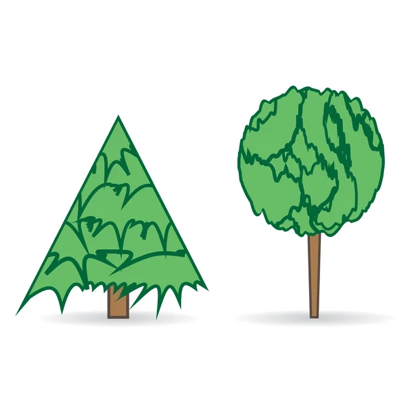 Ilustración vectorial de dos árboles — Vector de stock