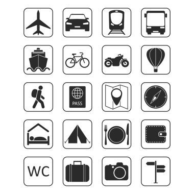 seyahat simgeleri dizisi