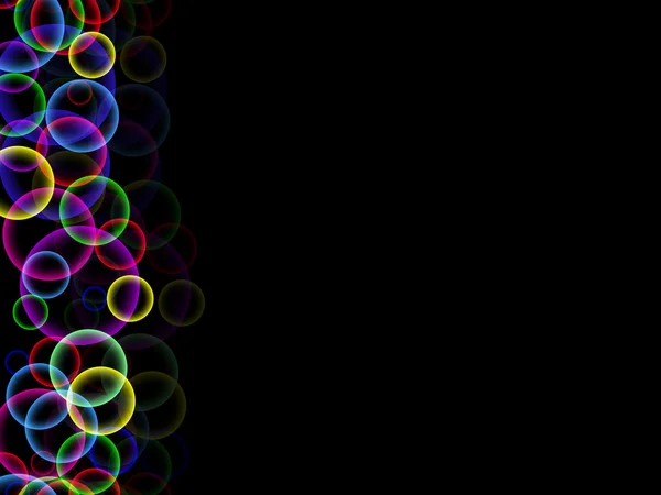 Abstracte zwarte achtergrond met opstaan van de gekleurde bubbels — Stockvector