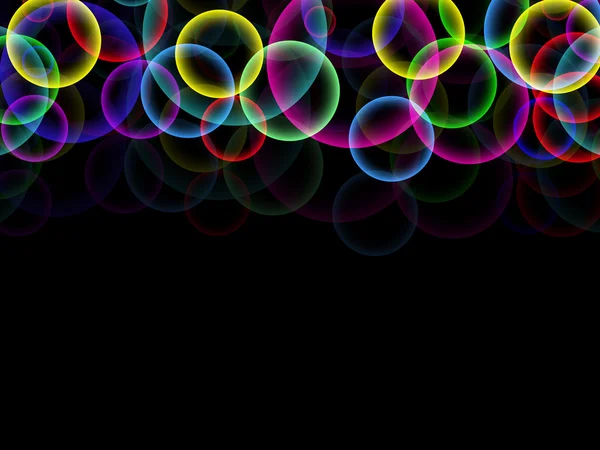Siyah arka plan renkli bubbles ve onların yansıma resmi top ile