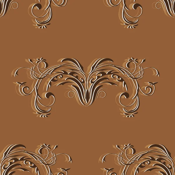 Motif vintage sans couture avec des éléments d'ornement floral abstrait dans des tons marron — Image vectorielle