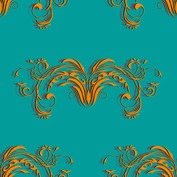 Pomarańczowy vintage wzór kwiatowy elementy abstrakcyjne ornament na kolor tła sea fala — Wektor stockowy
