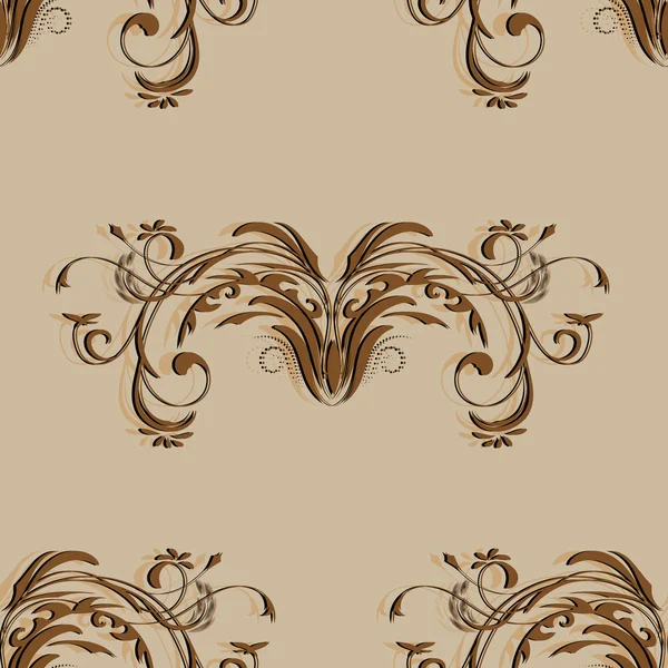Vintage brązowy wzór z elementami abstrakcyjny wzór kwiatowy na jasnym tle brązowy — Wektor stockowy