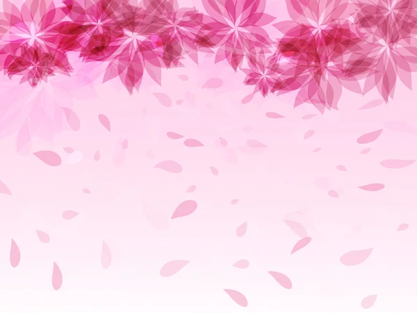 Abstrakt bakgrund med rosa blommor och fallande kronblad — Stock vektor