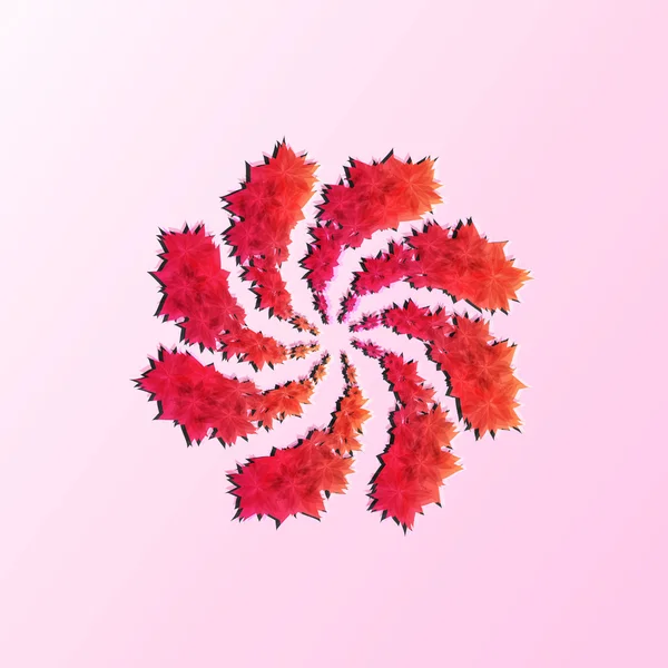 Logotipo dimensional circular floral en tonos rojos sobre fondo rosa — Archivo Imágenes Vectoriales