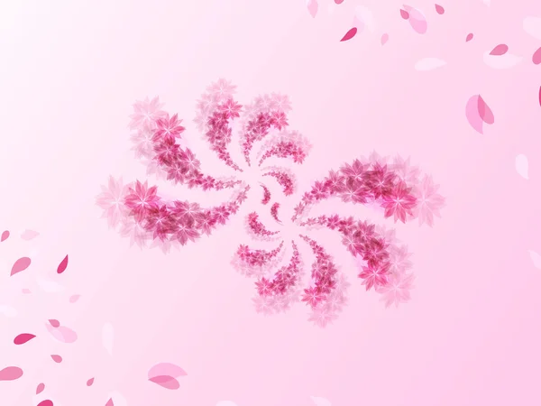 Halvcirkelformade blomma logotyp i center i rosa, floral bakgrund — Stock vektor