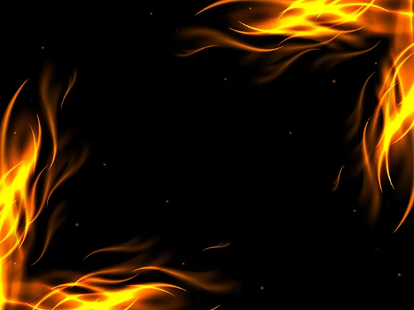 Sfondo astratto con fiamme negli angoli opposti dell'immagine — Vettoriale Stock
