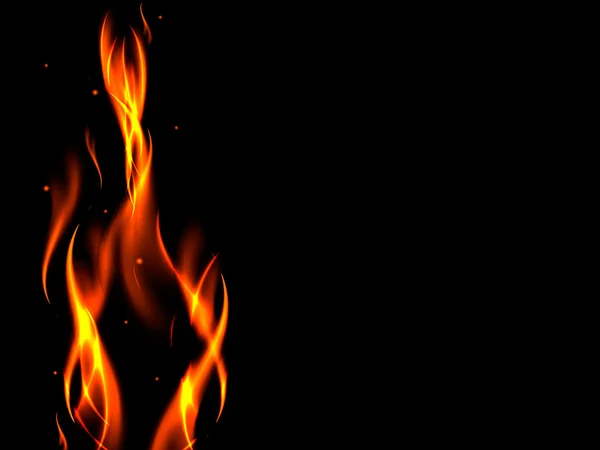 Abstrakter schwarzer Hintergrund mit Flammen auf der linken Seite — Stockvektor
