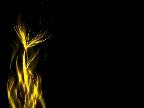 Abstract vuur bloem in vlammen op zwarte achtergrond — Stockvector