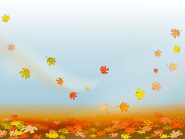 Herbst Hintergrund mit bunten Ahornblättern — Stockvektor
