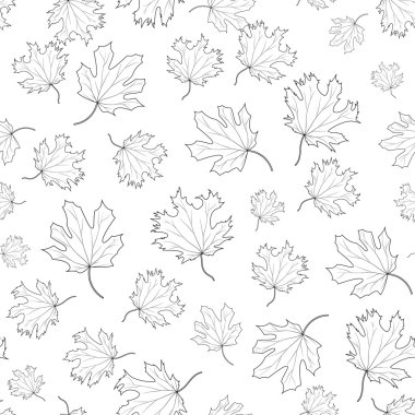Siyah ve beyaz seamless modeli akçaağaç yaprağı