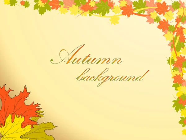 Herbst Hintergrund mit farbigen Ahornblättern schmückt die obere rechte Ecke — Stockvektor
