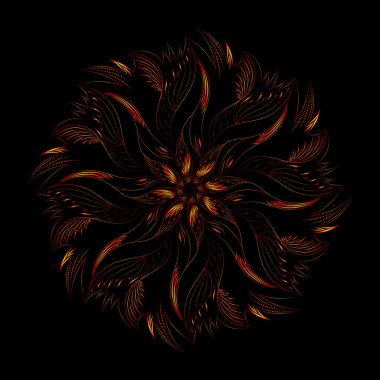 Soyut dairesel kırmızı ve altın siyah süsleme