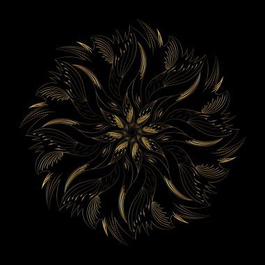 Soyut dairesel altın süs siyah