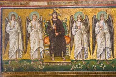 Ravenna, İtalya - 7 Temmuz 2016 - Basilica San Vitale mozaikler