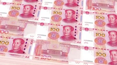 Çin 100 Yuan Banknotes Yığını Yeşil Arkaplanda