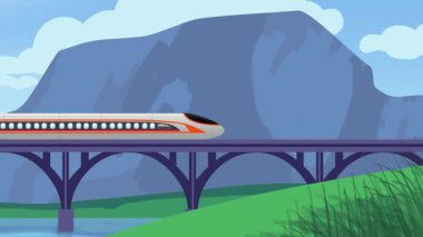 Çizgi film Mermi Treni, Çelik Köprü tarafında ilerliyor.