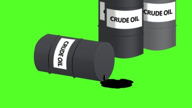 Kaba Petrol Fıçısı Davul Yeşil bir ekrana Siyah Yağ Döküyor