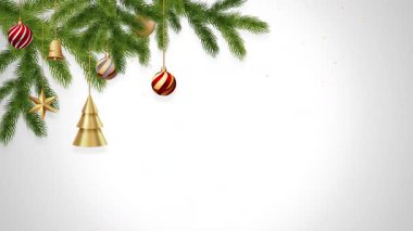 Beyaz Noel arkaplanı, şenlikli süsler ve tasarımlarla