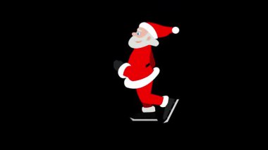 Şeffaf bir arkaplanda kayak yapan Noel Baba çizgi filmi.