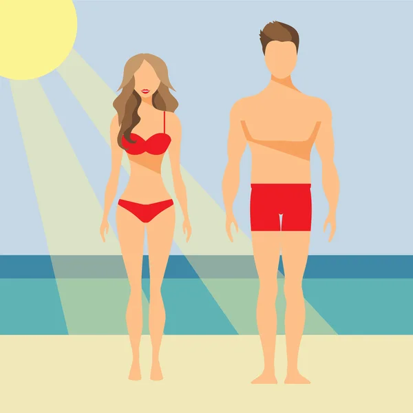 Man and Woman Vector Flat Illustration — Stock Vector