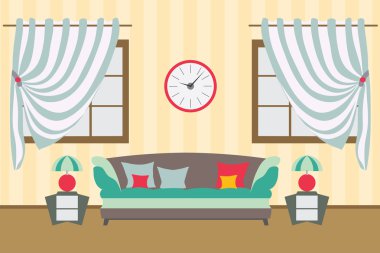 Ev iç düz vektör tasarımı. İş için alan sakin ol