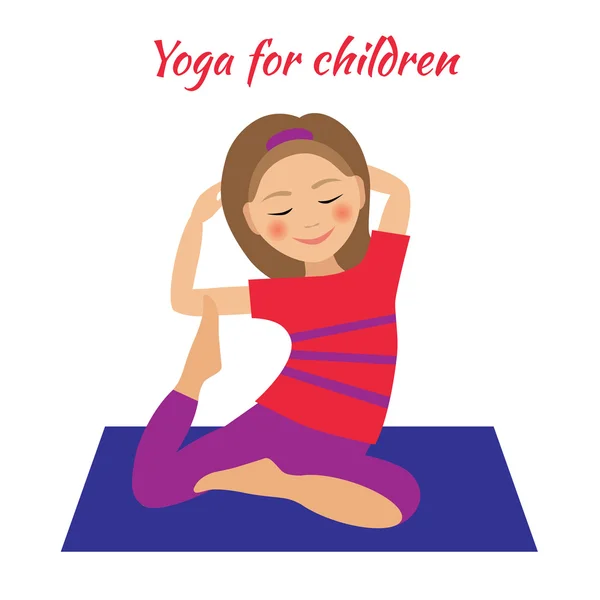 Yoga voor kinderen. De activiteiten van de kinderen. Meisje doet oefeningen — Stockvector